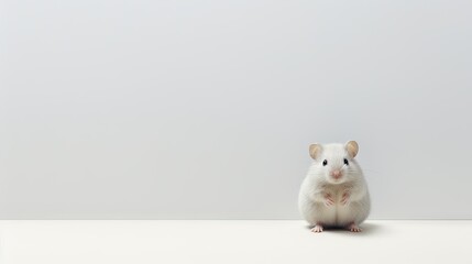  a small white mouse sitting on top of a white table.  generative ai