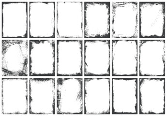 Grunge frames monochrome set elements