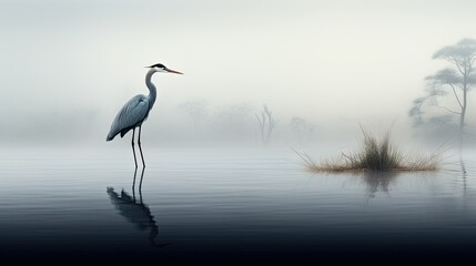  a large bird standing on top of a body of water.  generative ai