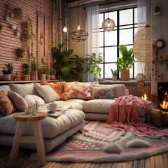 Boho Chic Living Room Interior Design