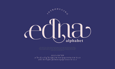 Fototapeta na wymiar Premium luxury elegant alphabet letters and numbers. Elegant wedding typography classic serif font decorative vintage retro. Creative vector illustration