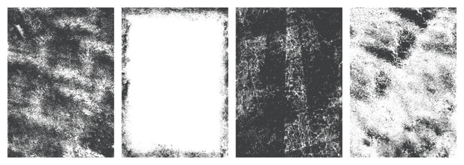 Grunge textures set sticker monochrome