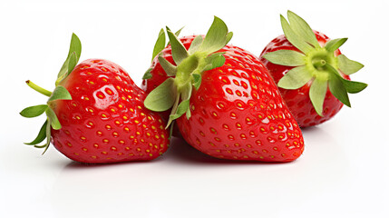 Juicy Strawberries on a White Background