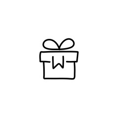 Hand drawn icons gifts with bows in cartoon style.