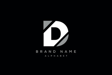 Abstract Initial Letter D Logo. Blue and Red Geometric Shape with Square Pixel Dots isolated on Black Background. Usable for Business and Technology Logos. Flat Vector Logo Design Template Element.