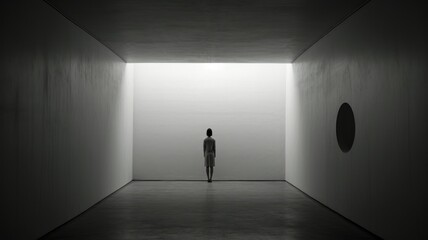 silhouette of a person standing in a doorway. Generative AI