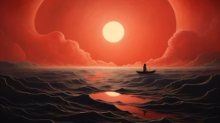 Photo sur Aluminium Rouge 2 sunrise over the sea
