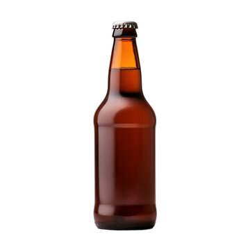 bottle of brown ale render isolated on white background, ai generated