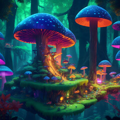 Pixelated Paradise: Nature Meets Tech in Neon Forest