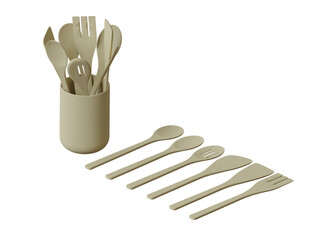 isolated set of spoon and fork