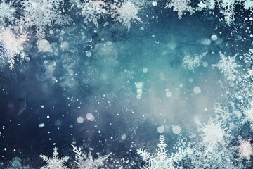 Icy winter background with snowflakes and copy-space. Generative AI