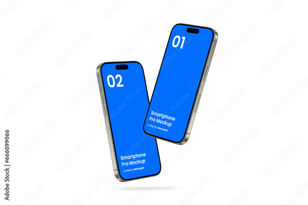 Wall mural smartphone mockup | fully editable file, replaceable screen, separated shadow and background