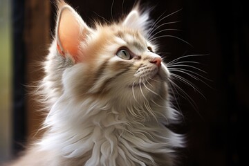 Closeup of a fluffy kitten Adorable kitten Beautiful cute little cat closeup