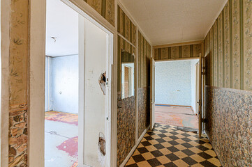 interior apartment room home decoration, preparation of house for sale old sloppy not modern