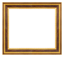 Old style vintage golden and brown frame isolated on a white background