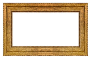 Old style vintage golden frame isolated on a white background