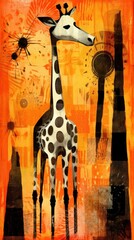 giraffe expressive children animal illustration painting scrapbook hand drawn artwork cute cartoon