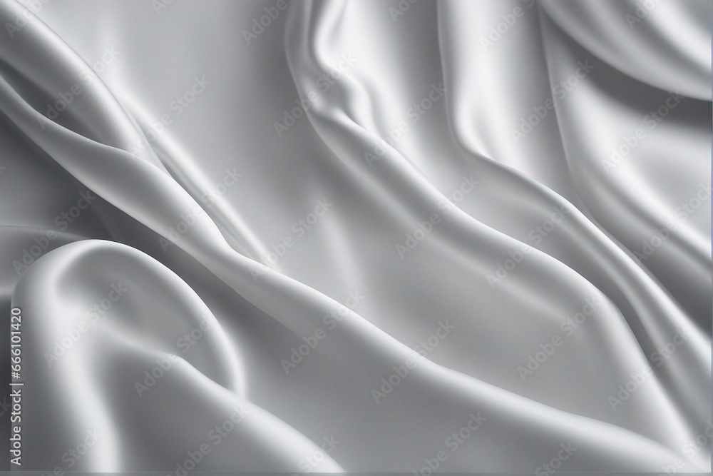 Poster elegance in white: a beautiful silk satin background adorned with soft folds, creating a smooth surf