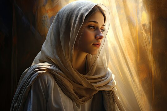 Artistic Portrayal Mary's Humility and Grace