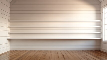 Empty shelves, empty closets, empty stores - minimalist modern style created with generative AI technology