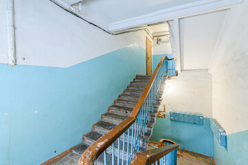 interior apartment public place, house entrance. doors, walls, staircase corridors staircase, steps