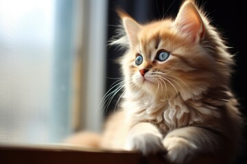 Closeup of a fluffy kitten Adorable kitten Beautiful cute little cat closeup