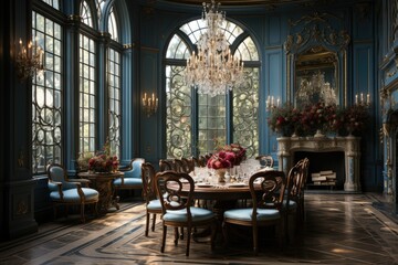 Fototapeta na wymiar Dining in Majesty in a Regal Dining Room