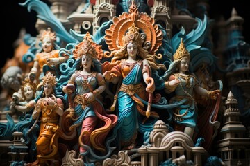Divine Pantheon Hindu Temple's Vibrant Faith - obrazy, fototapety, plakaty