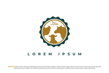 halal meat butchery circle logo badge