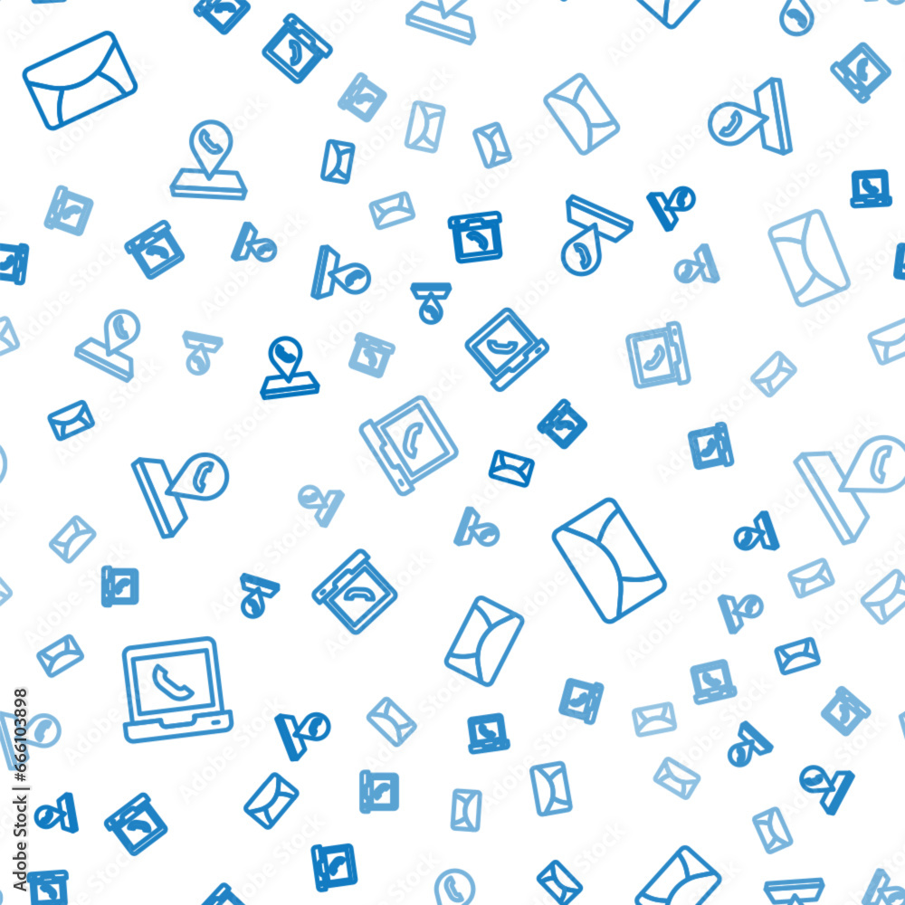 Poster set line telephone 24 hours support, mail and e-mail and call center location on seamless pattern. v