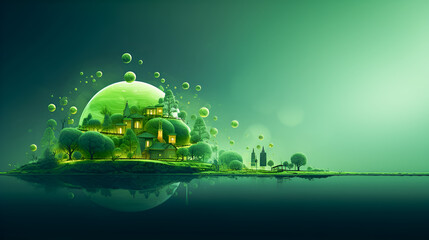 Eco world concept on green background