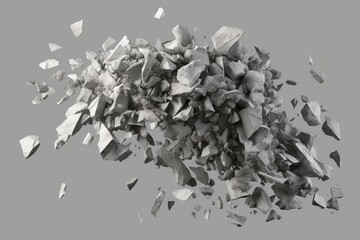 3D rendering of isolated concrete debris on a transparent background. Generative AI