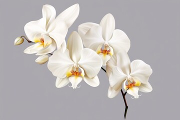 Naklejka na ściany i meble Isolated white orchid on transparent background. Generative AI