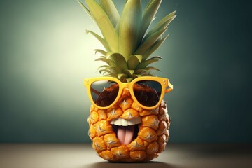 Adorable Happy pineapple character. Creative design. Generate AI