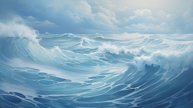  a painting of a large ocean wave with a sky background.  generative ai