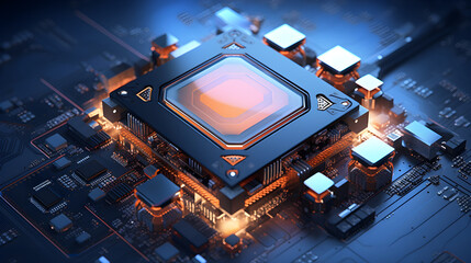 Fototapeta premium Computer motherboard in beige color