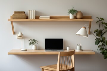 Minimalist Home Office with Open Shelving