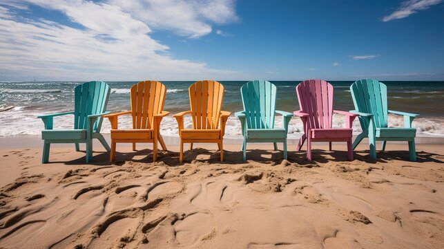 Coastal Color Splash: Beachside Chairs in Harmony