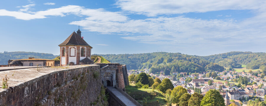 View of little church Citadel of Bitche a fortress in Moselle area in France