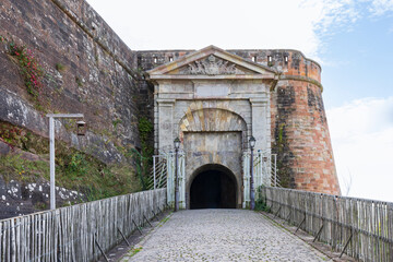 View of entrance of Citadel of Bitche a fortress in Moselle area in France