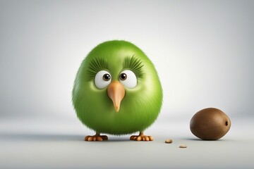 Cute Cartoon Kiwi Character on a White Background