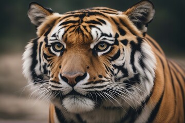 Bengal tiger staring portrait closeup