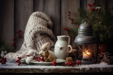 Obraz na płótnie Canvas Enchanting Christmas composition. Decoration platform luxury. Generate Ai