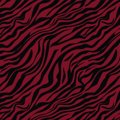 Fototapeta na wymiar Seamless Vector Pattern in Red & Black - Zebra Stripes Wildlife Seamless Pattern zebra pattern print
