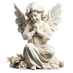 Angel statue isolated on transparent background, Generative AI
