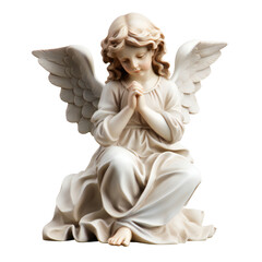Angel statue isolated on transparent background, Generative AI