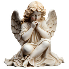 Angel statue isolated on transparent background, Generative AI - obrazy, fototapety, plakaty