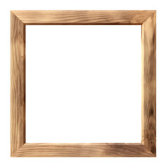 Brown wooden frame isolated on transparent background, Generative AI