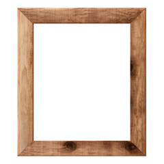 Brown wooden frame isolated on transparent background, Generative AI