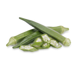 Fresh okra isolated on transparent background (.PNG)